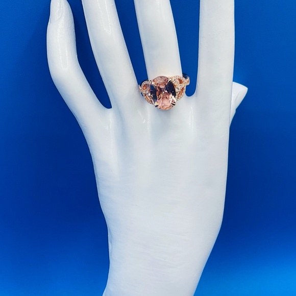 Morganite Lab Diamond Ring -Morganite Engagement Ring - - Picture 6 of 7